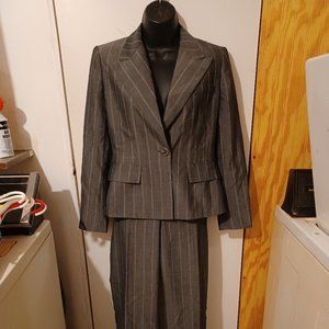 Anne Klein Grey & White Stripes Pants Suit